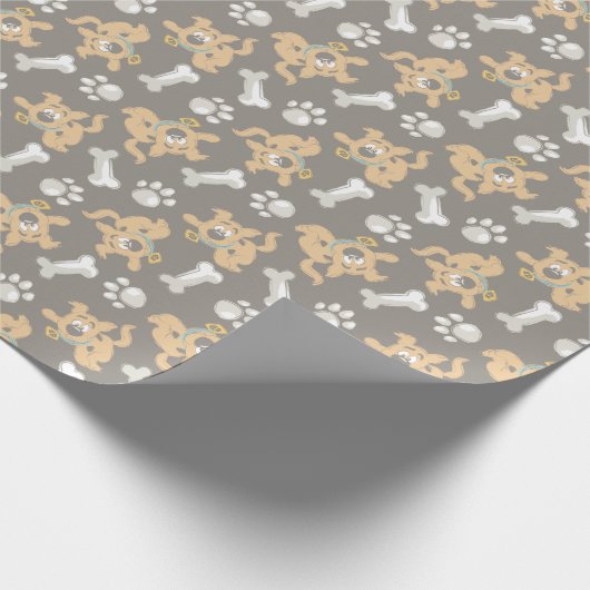 Puppy Scooby Doo Bone & Paw Print Pattern Geschenkpapier (Ecke)