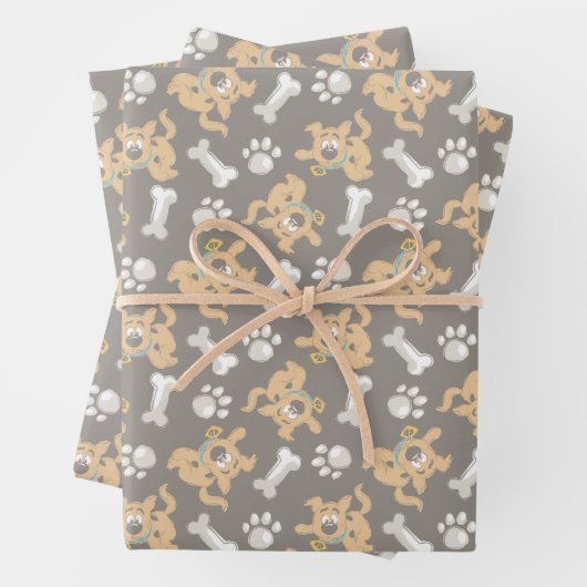 Puppy Scooby Doo Bone & Paw Print Pattern Geschenkpapier Set (Beispiel)