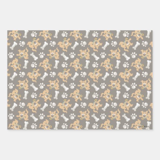 Puppy Scooby Doo Bone & Paw Print Pattern Geschenkpapier Set (Vorderseite)