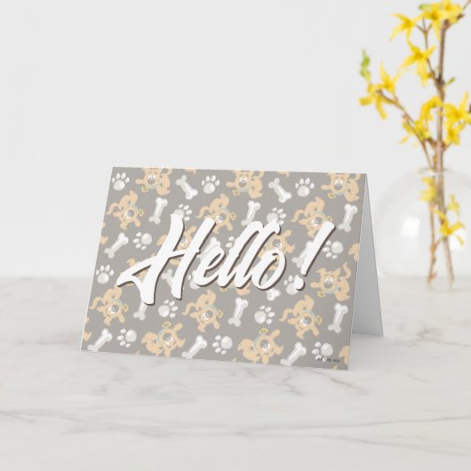 Puppy Scooby Doo Bone & Paw Print Pattern Karte (Gelbe Blume)