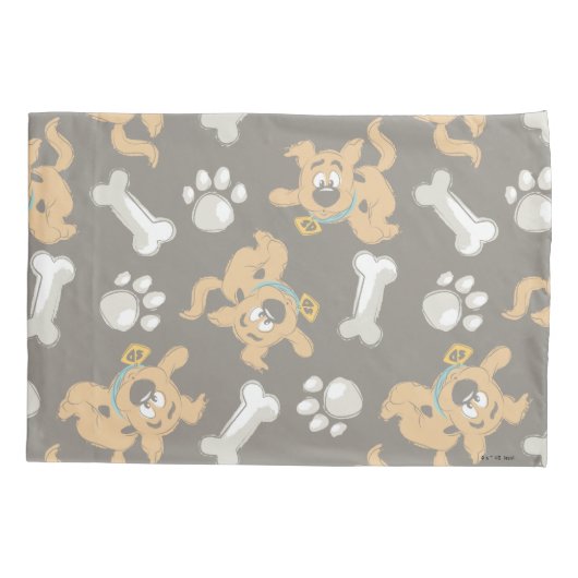 Puppy Scooby Doo Bone & Paw Print Pattern Kissenbezug (Rückseite)