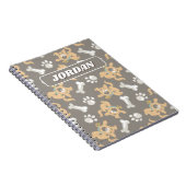 Puppy Scooby Doo Bone & Paw Print Pattern Notizblock (Rechte Seite)