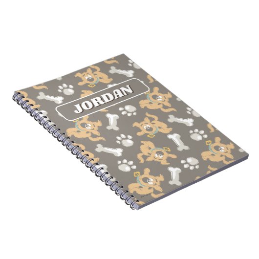 Puppy Scooby Doo Bone & Paw Print Pattern Notizblock (Rechte Seite)