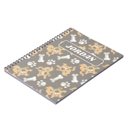 Puppy Scooby Doo Bone & Paw Print Pattern Notizblock (Linke Seite)