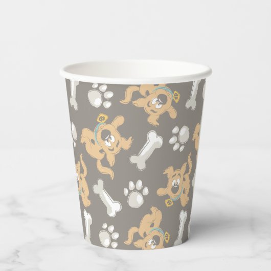 Puppy Scooby Doo Bone & Paw Print Pattern Pappbecher (Rückseite)