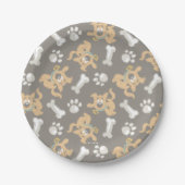 Puppy Scooby Doo Bone & Paw Print Pattern Pappteller (Vorderseite)