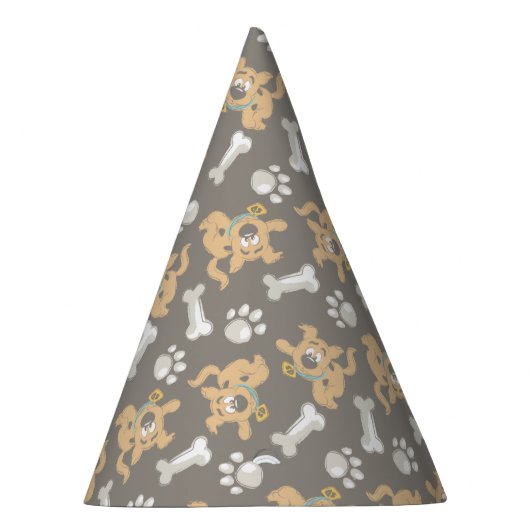 Puppy Scooby Doo Bone & Paw Print Pattern Partyhütchen (Rechts)