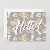 Puppy Scooby Doo Bone & Paw Print Pattern Postkarte (Vorne/Hinten)