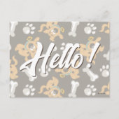 Puppy Scooby Doo Bone & Paw Print Pattern Postkarte (Vorderseite)