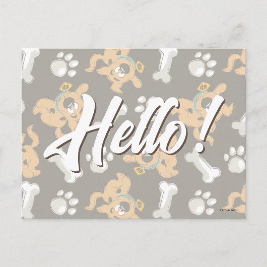 Puppy Scooby Doo Bone & Paw Print Pattern Postkarte (Vorderseite)