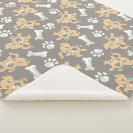 Puppy Scooby Doo Bone & Paw Print Pattern Sherpadecke (3/4)
