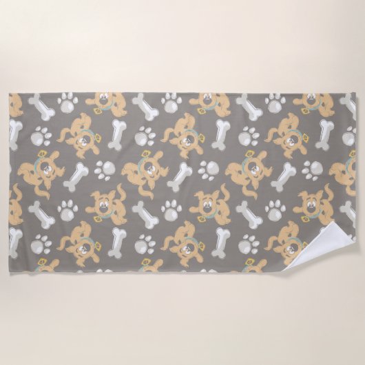 Puppy Scooby Doo Bone & Paw Print Pattern Strandtuch (Vorderseite)
