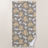 Puppy Scooby Doo Bone & Paw Print Pattern Strandtuch (Vorderseite)