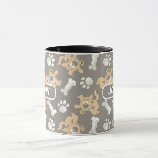 Puppy Scooby Doo Bone & Paw Print Pattern Tasse (Zentrum)
