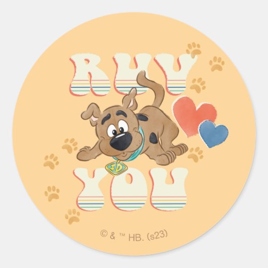 Puppy Scooby-Doo "Ruv You" Runder Aufkleber (Vorderseite)