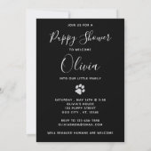 Puppy Shower Party - Elegantes, modernes Schwarzes Einladung (Rückseite)