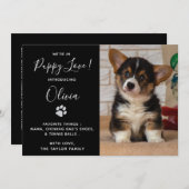 Puppy Shower Party - Elegantes, modernes Schwarzes Einladung (Vorne/Hinten)