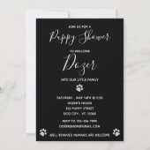 Puppy Shower Party - Elegantes Schwarz Modernes ne Einladung (Rückseite)