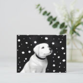 Puppy & Stars in Schwarz & Weiß Postkarte (Stehend Vorderseite)