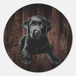 Puppy-Sticker im schwarzen Labor Runder Aufkleber