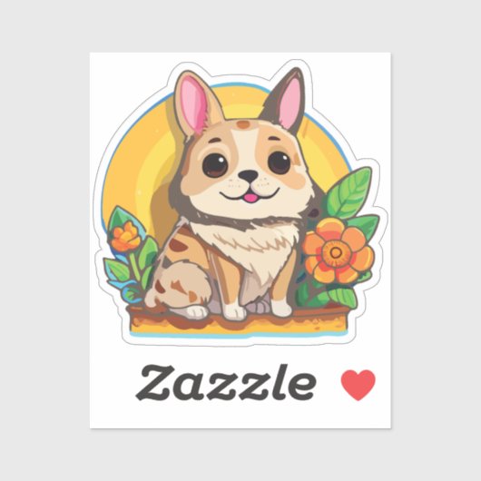 Puppy Sticker with Flower (Blatt)