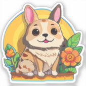 Puppy Sticker with Flower (Vorderseite)