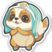 Puppy Sticker with Winter Hat  (Vorderseite)
