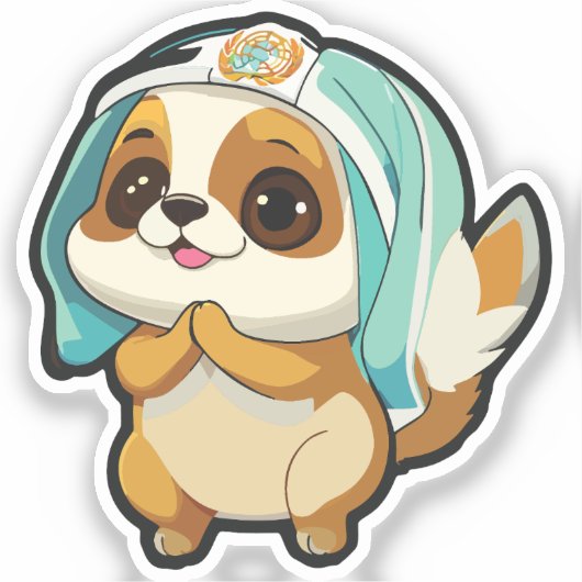 Puppy Sticker with Winter Hat  (Vorderseite)