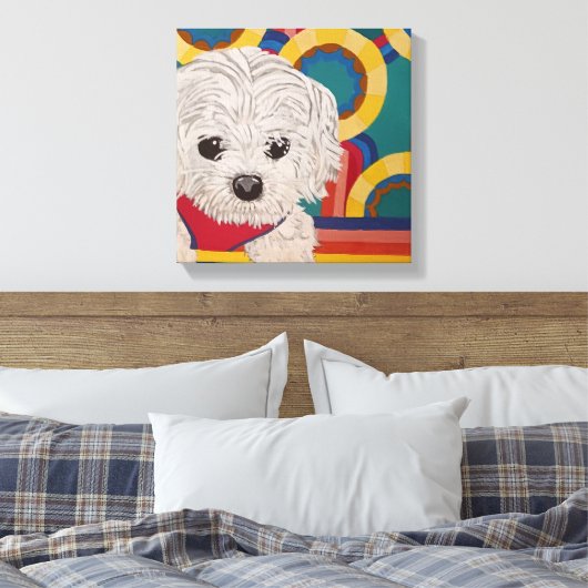 Puppy Stretched Canvas Print Leinwanddruck (Insitu (Schlafzimmer))