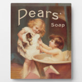 Puppy Taking A Bath Vintage Antique Fotoplatte (Vorderseite)