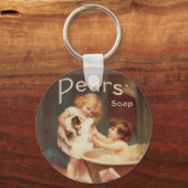 Puppy Taking A Bath Vintage Antique Schlüsselanhänger (Vorderseite)