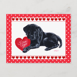 Puppy Valentine's Day-Karte des Black Lab Feiertagspostkarte