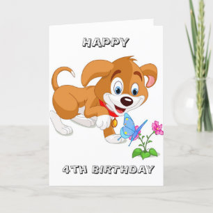 PUPPY WISHES AUF *4. BIRTHDAY* KARTE