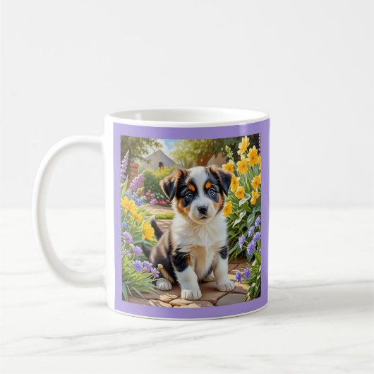Puppy with Flowers Kaffeetasse (Links)