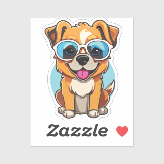 puppy with glasses aufkleber (Blatt)