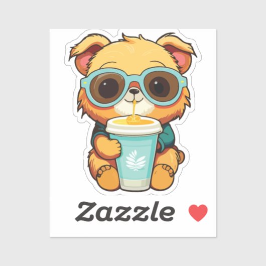 puppy with soda aufkleber (Blatt)