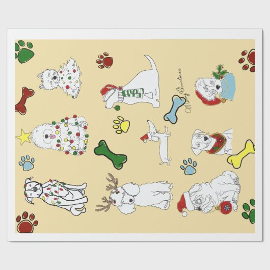 PUPPY XMAS WRAPPING PAPER GESCHENKPAPIER (Flach)