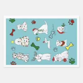 PUPPY XMAS WRAPPING PAPER SET GESCHENKPAPIER SET