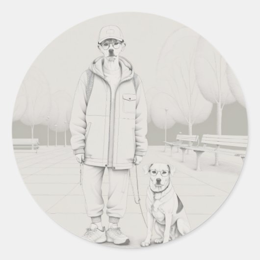 PuppyMan Classic Round Stickers (Vorderseite)