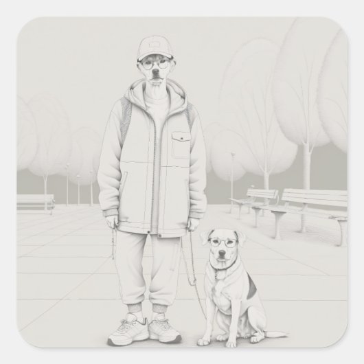 PuppyMan Quadratischer Aufkleber (Vorderseite)