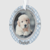 Puppy's First Christmas Blue Paw Print Ornament (Vorderseite)