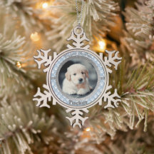 Puppy's First Christmas Foto Blue Paw Print