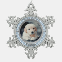 Puppy's First Christmas Foto Blue Paw Print