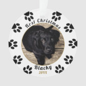 Puppy's First Christmas Paw Print Dog Foto Ornament (Vorderseite)