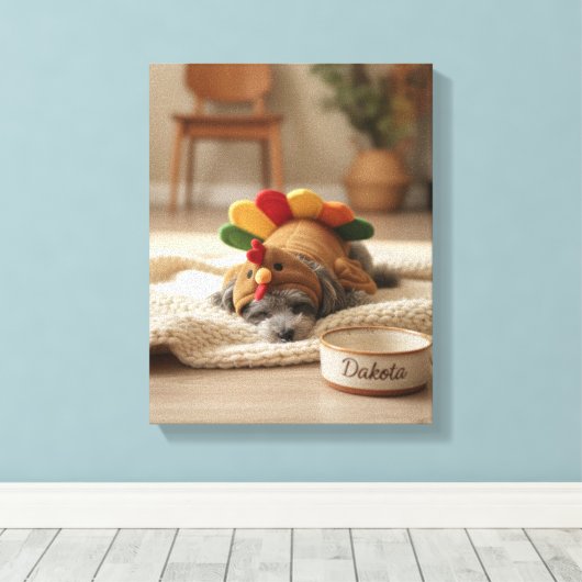Puppy's First Turkey Day Canvas Print Leinwanddruck (Insitu (Holzboden))