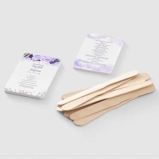 Puprle und Silver Elegante Blumenzettel Fächer (Non-assembled)