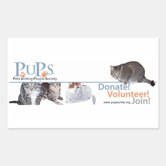 PUPS Logo Aufkleber mit Katzen (Vorderseite)