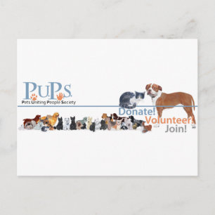 PUPs-Logo mit Hunden und Katzen Postkarte
