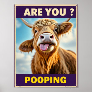 Pupst du gerade? Lustige Highland-Kuh im Badezimme Poster