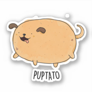Puptato Funny Puppy Potato Puff Aufkleber